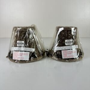 New Vintage Lot Of 2 Bombay 5” Lamp Shades Brown Tan Beaded